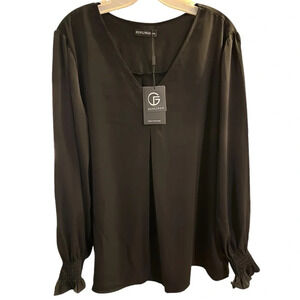 NWT Women’s Plus Size Long Sleeve Dress Casual V Neck Tunic Chiffon Blouse